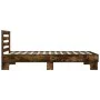 Engineered wood bed frame metal smoke oak 75x190 cm by vidaXL, Beds and slatted bases - Ref: Foro24-845659, Price: 71,87 €, D...