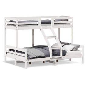 Solid white pine wood bunk bed 80x200/140x200 cm by vidaXL, Beds and slatted bases - Ref: Foro24-3207166, Price: 368,45 €, Di...
