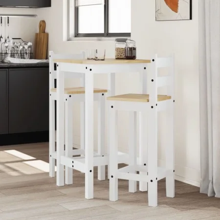 3-piece bar set solid white pine wood by vidaXL, Furniture sets for kitchens and dining rooms - Ref: Foro24-4005689, Price: 1...