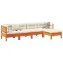 5-piece garden sofa set with wax-brown pine wood cushions by vidaXL, Garden sets - Ref: Foro24-3299393, Price: 422,98 €, Disc...