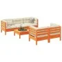 6-piece garden sofa set with wax-brown pine wood cushions by vidaXL, Garden sets - Ref: Foro24-3299294, Price: 489,11 €, Disc...