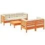 6-piece garden sofa set with wax-brown pine wood cushions by vidaXL, Garden sets - Ref: Foro24-3299294, Price: 489,11 €, Disc...