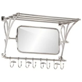 Soporte de equipaje con perchas y espejo de pared aluminio de vidaXL, Percheros para sombreros y abrigos - Ref: Foro24-357830...