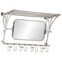 Soporte de equipaje con perchas y espejo de pared aluminio