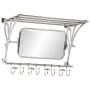 Soporte de equipaje con perchas y espejo de pared aluminio de vidaXL, Percheros para sombreros y abrigos - Ref: Foro24-357830...
