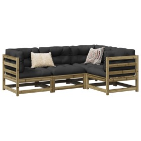 4-piece garden sofa set with impregnated pine wood cushions by vidaXL, Garden sets - Ref: Foro24-3299415, Price: 405,65 €, Di...