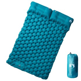 Colchón de camping autoinflable con almohadas 2 personas azul