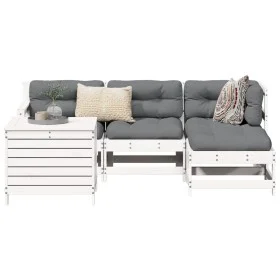 Gartensofa-Set 5-teilig aus massivem weißem Kiefernholz von vidaXL, Gartensets - Ref: Foro24-3250501, Preis: 345,37 €, Rabatt: %