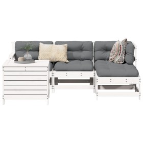 Gartensofa-Set 5-teilig aus massivem weißem Kiefernholz von vidaXL, Gartensets - Ref: Foro24-3250501, Preis: 357,28 €, Rabatt: %