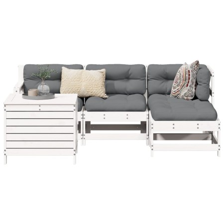 Gartensofa-Set 5-teilig aus massivem weißem Kiefernholz von vidaXL, Gartensets - Ref: Foro24-3250501, Preis: 357,28 €, Rabatt: %