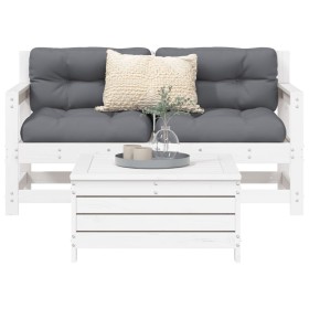 Gartensofa-Set 3-teilig aus massivem weißem Kiefernholz von vidaXL, Gartensets - Ref: Foro24-3250761, Preis: 214,69 €, Rabatt: %