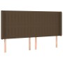 Cabecero con orejas de tela marrón oscuro 163x16x118/128 cm