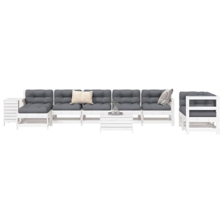 Gartensofa-Set 10-teilig aus massivem weißem Kiefernholz von vidaXL, Gartensets - Ref: Foro24-3250653, Preis: 649,02 €, Rabat...
