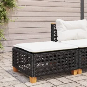 Gartenhocker und schwarzes synthetisches Rattankissen 63,5 x 56 x 32 cm von vidaXL, Hocker für den Außenbereich - Ref: Foro24...