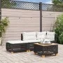Garden stool and black synthetic rattan cushion 63.5x56x32 cm by vidaXL, Outdoor ottomans - Ref: Foro24-365932, Price: 64,23 ...