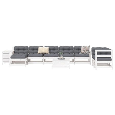Gartensofa-Set 10-teilig aus massivem weißem Kiefernholz von vidaXL, Gartensets - Ref: Foro24-3250645, Preis: 669,31 €, Rabat...