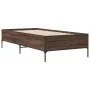 Estructura cama madera ingeniería metal marrón roble 90x190 cm de vidaXL, Camas y somieres - Ref: Foro24-844990, Precio: 76,4...