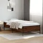 Estructura cama madera ingeniería metal marrón roble 90x190 cm de vidaXL, Camas y somieres - Ref: Foro24-844990, Precio: 76,4...