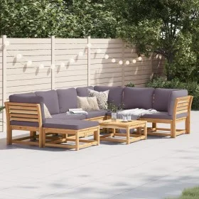 8-piece garden furniture set with solid acacia wood cushions by vidaXL, Modular outdoor sofas - Ref: Foro24-3214318, Price: 1...