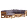 8-piece garden furniture set with solid acacia wood cushions by vidaXL, Modular outdoor sofas - Ref: Foro24-3214318, Price: 1...