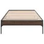 Bettgestell aus Holzwerkstoff, Eiche, braunes Metall, 100 x 200 cm von vidaXL, Betten und Lattenroste - Ref: Foro24-845030, P...