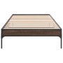 Estructura cama madera ingeniería metal marrón roble 100x200 cm de vidaXL, Camas y somieres - Ref: Foro24-845030, Precio: 64,...
