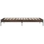 Bettgestell aus Holzwerkstoff, Eiche, braunes Metall, 100 x 200 cm von vidaXL, Betten und Lattenroste - Ref: Foro24-845030, P...