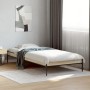 Estructura cama madera ingeniería metal roble Sonoma 90x200 cm