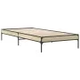 Sonoma oak metal engineered wood bed frame 90x200 cm by vidaXL, Beds and slatted bases - Ref: Foro24-845032, Price: 55,56 €, ...