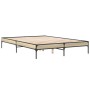 Bettgestell aus Sonoma-Eiche-Metallwerkstoff, 160 x 200 cm von vidaXL, Betten und Lattenroste - Ref: Foro24-845007, Preis: 11...