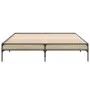 Estructura cama madera ingeniería metal roble Sonoma 160x200 cm de vidaXL, Camas y somieres - Ref: Foro24-845007, Precio: 109...