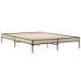 Estructura cama madera ingeniería metal roble Sonoma 160x200 cm de vidaXL, Camas y somieres - Ref: Foro24-845007, Precio: 109...