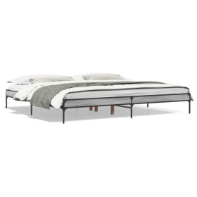Sonoma gray metal engineered wood bed frame 200x200 cm by vidaXL, Beds and slatted bases - Ref: Foro24-844999, Price: 99,33 €...