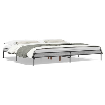 Sonoma gray metal engineered wood bed frame 200x200 cm by vidaXL, Beds and slatted bases - Ref: Foro24-844999, Price: 99,33 €...