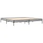 Estructura cama madera ingeniería metal gris Sonoma 200x200 cm de vidaXL, Camas y somieres - Ref: Foro24-844999, Precio: 98,3...
