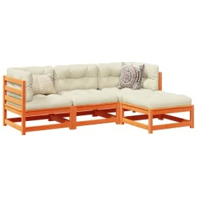 4-piece garden sofa set with wax-brown pine wood cushions by vidaXL, Garden sets - Ref: Foro24-3295815, Price: 447,02 €, Disc...