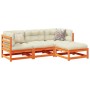 4-piece garden sofa set with wax-brown pine wood cushions by vidaXL, Garden sets - Ref: Foro24-3295815, Price: 454,97 €, Disc...