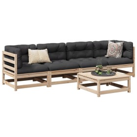 5-teilige Gartensofagarnitur mit Kissen aus massivem Kiefernholz von vidaXL, Gartensets - Ref: Foro24-3299275, Preis: 413,41 ...