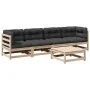 5-teilige Gartensofagarnitur mit Kissen aus massivem Kiefernholz von vidaXL, Gartensets - Ref: Foro24-3299275, Preis: 413,24 ...