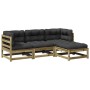 4-piece garden sofa set with impregnated pine wood cushions by vidaXL, Garden sets - Ref: Foro24-3295817, Price: 386,76 €, Di...