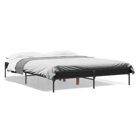 Engineered wood and black metal bed frame 150x200cm by vidaXL, Beds and slatted bases - Ref: Foro24-845011, Price: 91,71 €, D...