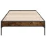 Estructura cama madera ingeniería metal roble humo 75x190 cm de vidaXL, Camas y somieres - Ref: Foro24-845058, Precio: 58,54 ...