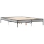 Sonoma gray metal engineered wood bed frame 140x190 cm by vidaXL, Beds and slatted bases - Ref: Foro24-845039, Price: 90,17 €...