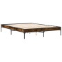 Estructura cama madera ingeniería metal roble ahumado 140x200cm de vidaXL, Camas y somieres - Ref: Foro24-845018, Precio: 107...