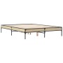 Bettgestell aus Sonoma-Eiche-Metallwerkstoff, 120 x 190 cm von vidaXL, Betten und Lattenroste - Ref: Foro24-845047, Preis: 80...