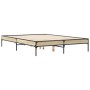 Bettgestell aus Sonoma-Eiche-Metallwerkstoff, 120 x 190 cm von vidaXL, Betten und Lattenroste - Ref: Foro24-845047, Preis: 80...