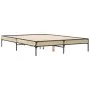 Sonoma oak metal engineered wood bed frame 120x190 cm by vidaXL, Beds and slatted bases - Ref: Foro24-845047, Price: 79,65 €,...