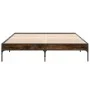 Engineered wood bed frame metal smoked oak 150x200cm by vidaXL, Beds and slatted bases - Ref: Foro24-845013, Price: 107,74 €,...