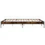 Engineered wood bed frame metal smoked oak 150x200cm by vidaXL, Beds and slatted bases - Ref: Foro24-845013, Price: 107,74 €,...