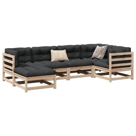 Juego de sofás de jardín 6 piezas madera maciza de pino de vidaXL, Conjuntos de jardín - Ref: Foro24-3299519, Precio: 350,37 €